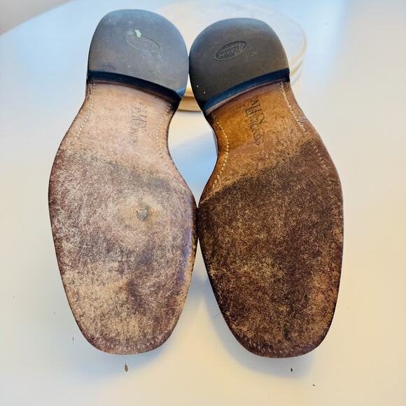 Vintage Allen Edmonds LEEDS Plain Toe Derby Shoe Mens Sz 10 B Brown Pebbled - Picture 6 of 8